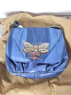 Anuschka Blue Butterfly Hand-Painted Leather Bag – Artistic & Unique